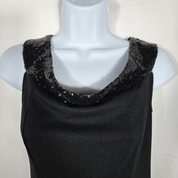 VTG Paraphrase Y2K 90's Black Jeweled Neck Sheath Dress Sz L Sleeveless Stretch - Picture 3 of 11
